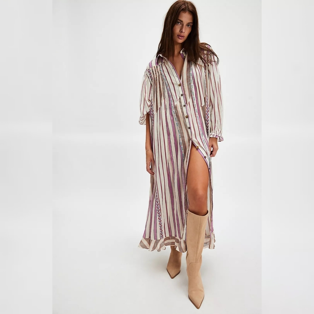 Free People Sweet Dreams Maxi Dress In Ivory Tea Combo Women's‎ Size XS/S